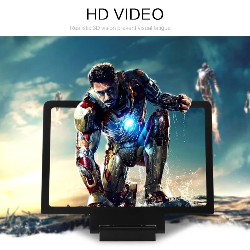 3D Mobile Phone Screen Magnifier HD Amplifying Stand Movie Video Foldable Desktop Lightweight Bracket Folding Phone Holder