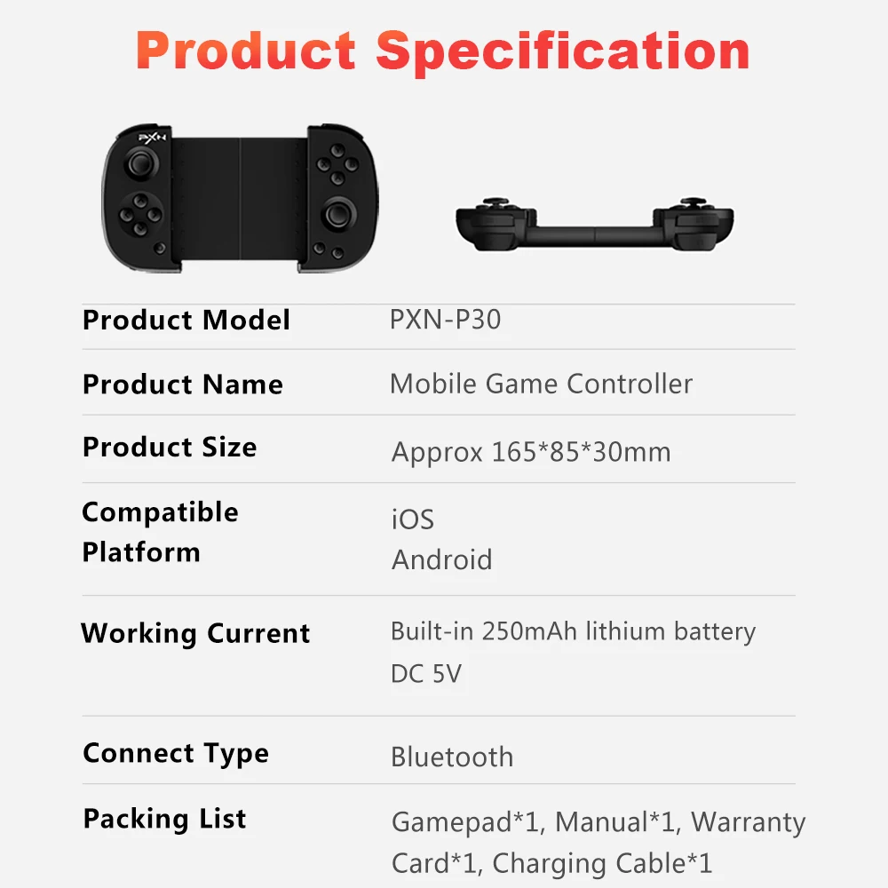 PXN-P30 беспроводной геймпад Bluetooth игровой контроллер Джойстик держатель телефона для Android iOS