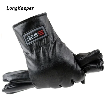 

Plus Velvet 2019 Men's PU Leather Gloves Full Finger Gloves Fashion Female Windproof Gloves Autumn And Winter Mittnes Luvas