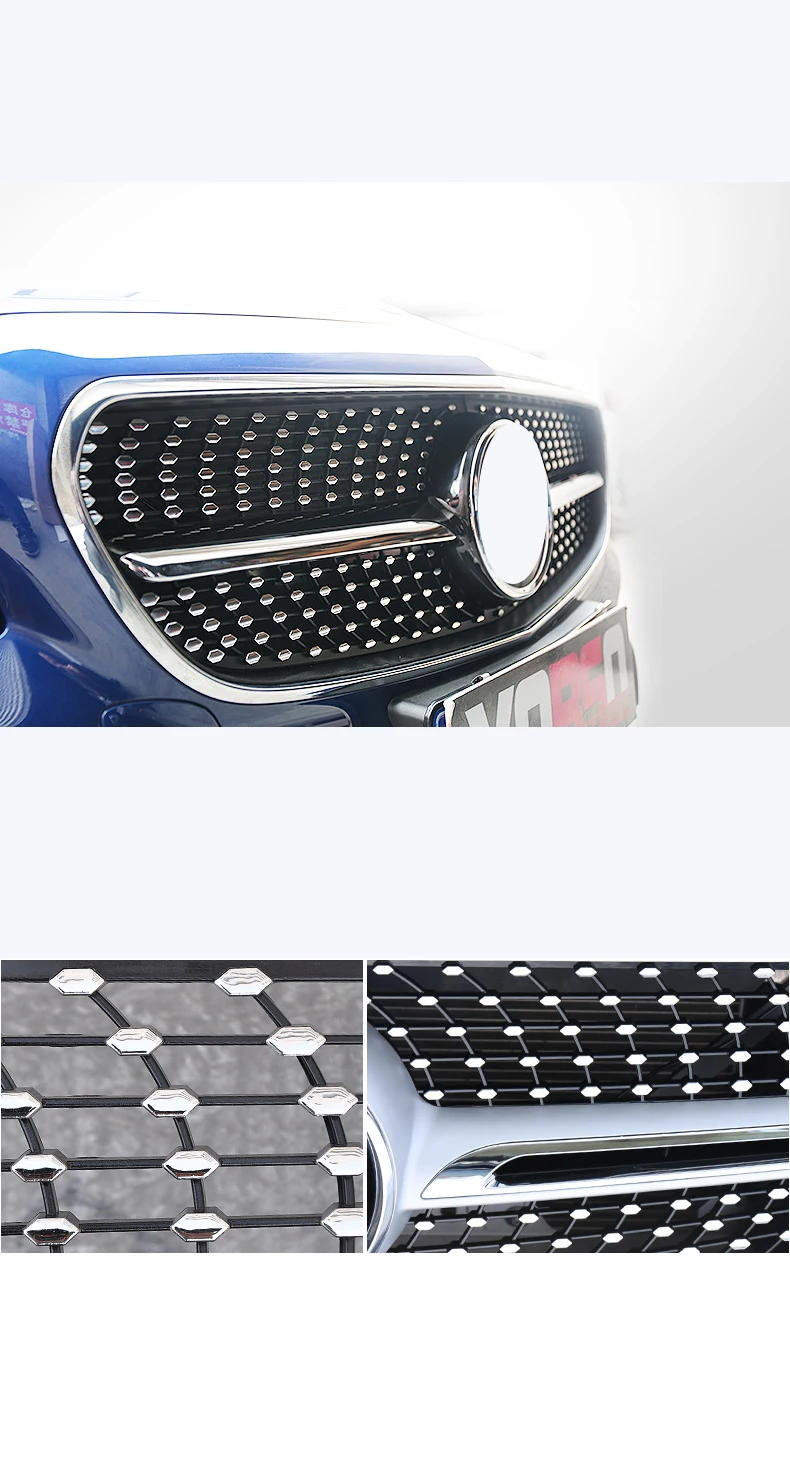 Front grill Diamond grille fit for Mercedes Ben C Class W204 C180 C200 C300 C250 C350 2007- with emblem Gloss/matte black