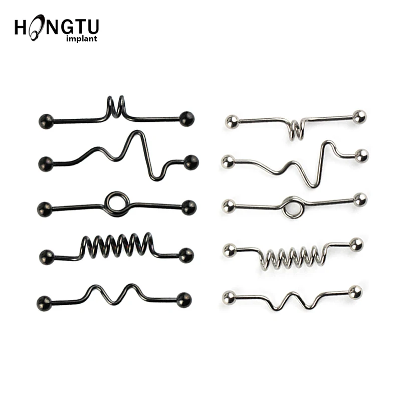 

Stainless Steel 1.6*38*5mm Ball Long Industrial Barbell Black &Silver Plug Tunnel14G Ear Cartilage Helix-Conch Piercing Jewelry