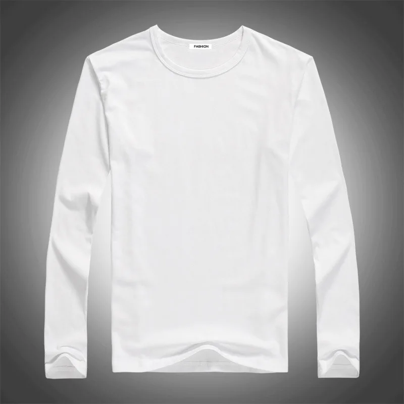 

Qmilch Solid Color Long-sleeved T-shirt Popular Brand Men's Wear T-shirt Advertisement Cultural Shirt
