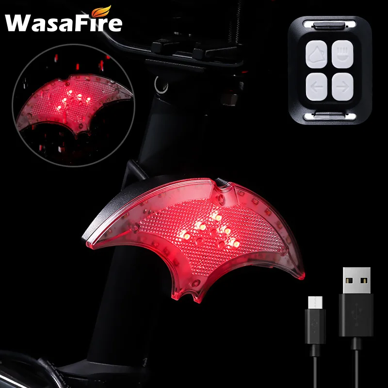 LED Bicycle Wireless USB Charging Smart Rear Light Turn Signal Taillight with Horn Cycling Lamp Bike Tail Light 