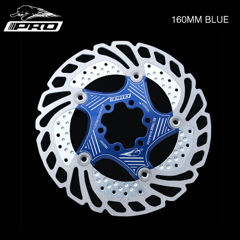 160mm Blue 1PC IIIPRO AR68 MTB горный велосипед охлаждающий плавающий диск 140 мм/160 мм/180 мм/203 мм шесть ногтей дисковые тормоза черный, красный, синий - Цвет: 160mm Blue 1PC