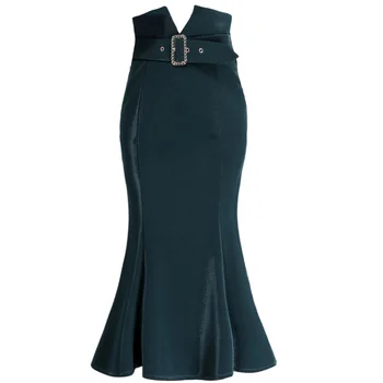 

new arrival spring summer silk mermaid skirt women package hip high waist office lady ol trumpet skirt