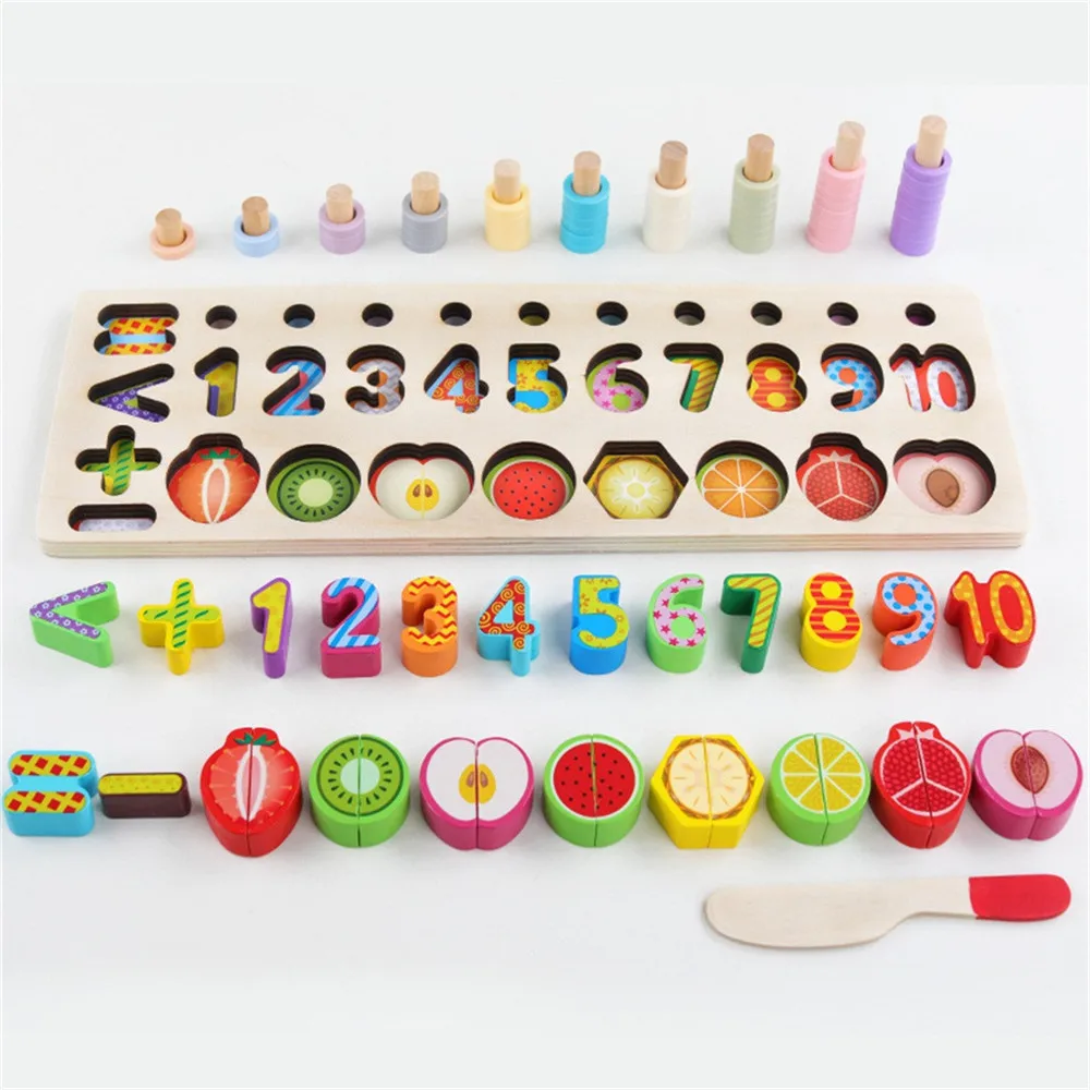 Деревянная Классическая игра, резка фруктов, кухонные игрушки, количество цифр, совпадающая Цифровая форма, матч раннего образования, математические игрушки, головоломка