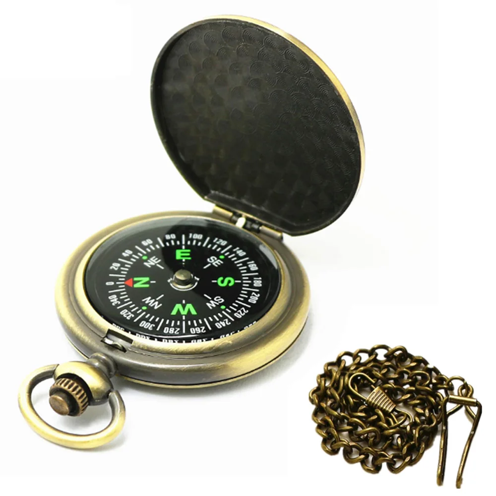 

Retro pocket watch compass clamshell tourist navigator outdoor camping supplies military hiking equipment measuring ruler tool