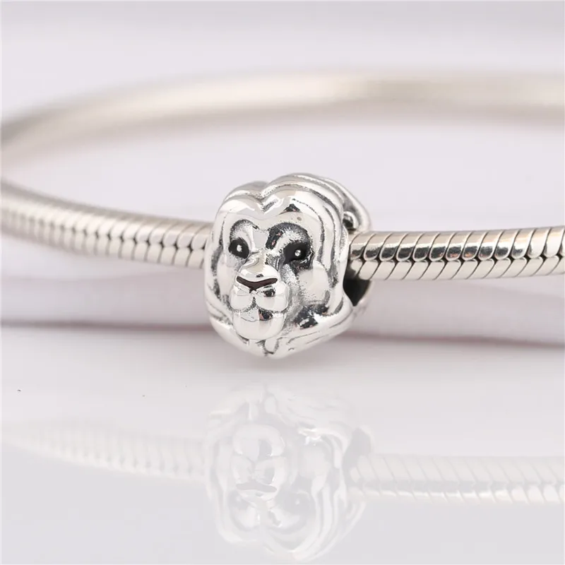 Подвеска из стерлингового серебра 925 пробы, Шарм Король Лев simba, подходит для цепей змеи и твердых браслетов