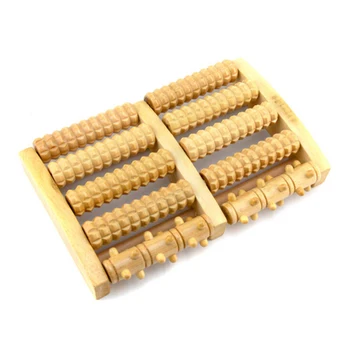

Wooden Foot Acupuncture Massager Roller Massage Device Five Rows Relaxation Release Pressure Massager Stimulating Acupoint