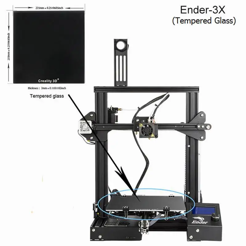 CREALITY 3d принтер Ender-3X обновленный подарок из закаленного стекла сопла и нагревательный блок силиконовый рукав+ PLA - Цвет: Ender-3X 3 nos  1SC