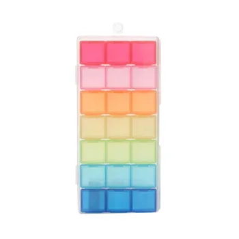 

21 Compartment Transparent Color Empty Plastic Box Pill Tablet Medicine Organizer Weekly 7 Days 3-row Tray Storage Case