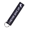 Fashion Embroidery Car Keychains Never Give UP Double Side Tag Novelty Keychain for Motorcycle Keys Keyring Men Boyfriend Gift ► Photo 2/6