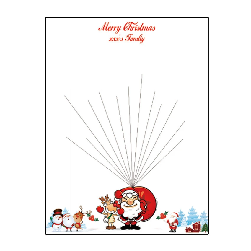 Qianxiaozhen Персонализированные Холст Картина с отпечатками пальцев Санта Клаус на Рождество отпечатков пальцев Рождество Гостевая книга сувенир