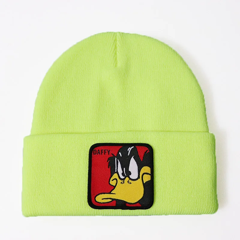 Новые забавные Даффи Дак Beanie Мужские Женские шапки Косплей зимняя шапка 12 цветов - Цвет: neon yellow