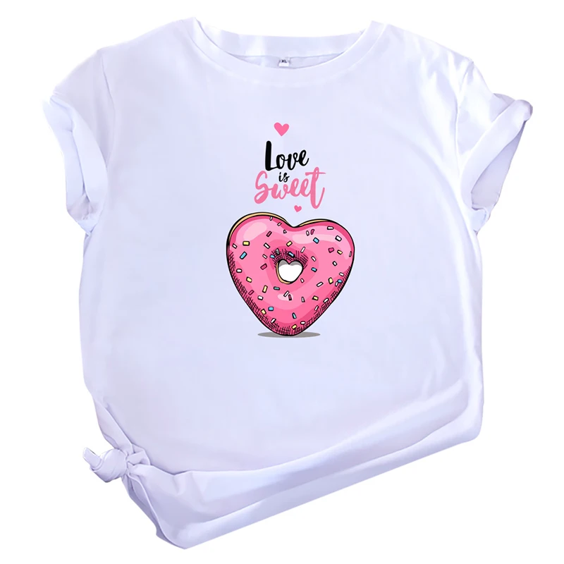 Летняя женская модная повседневная футболка из 100% хлопка с круглым вырезом и