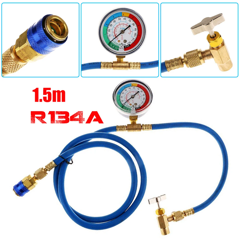 Hot New R134A 1.5m Recharge Measuring Hose Car Air Conditioning Refrigerant Pressure Gauge Accessories | Инструменты