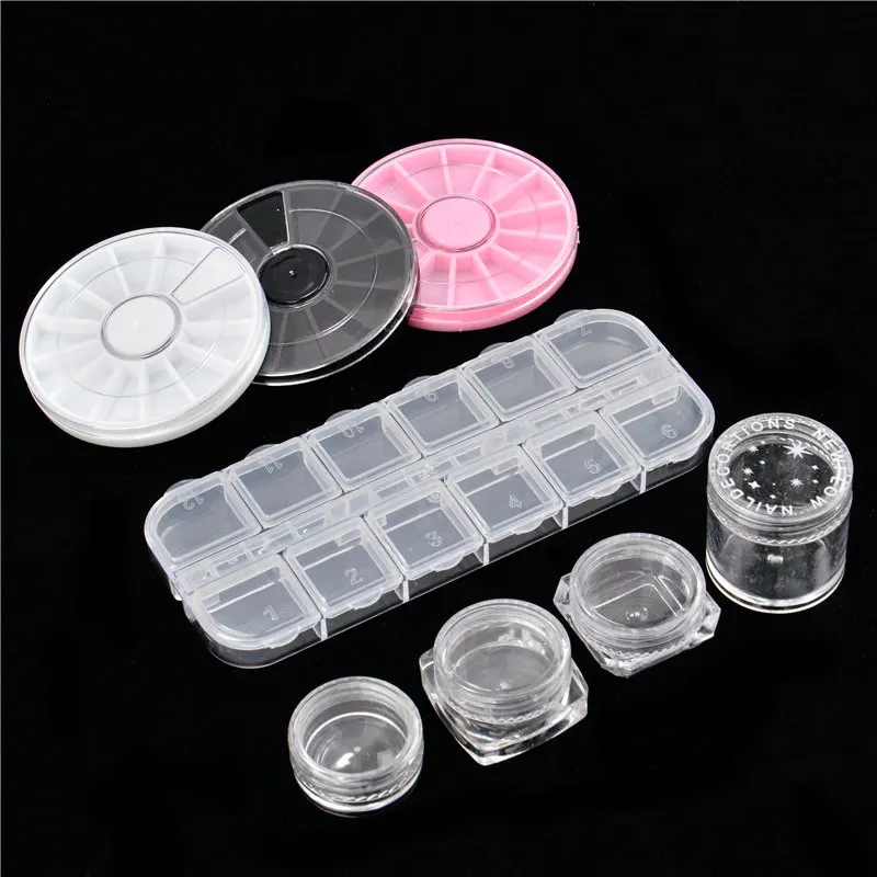 Plastic Transparent Empty Storage Box Nail Art Rhinestones Jewelry Glitter Beads Container Holder Case | Красота и здоровье