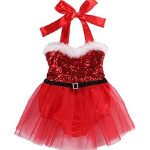 Новое рождественское платье для маленьких девочек; пуловер без рукавов Детский костюм, комбинезон, пляжный костюм Санта-платье-пачка для девочек; верхняя одежда; костюм для детей