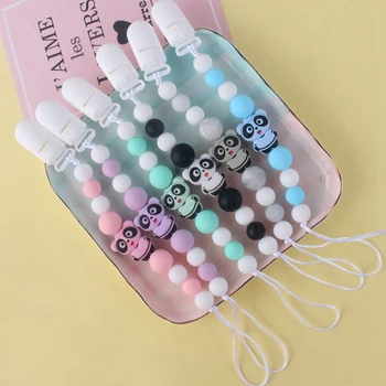 

Cute Panda Charms Silicone Beads Nipple Pacifier Chain Clip Colorful Beads Baby Nipple Toys Clips Holder