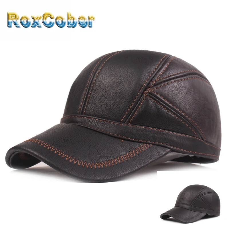 RoxCober бейсбольная кепка высокого качества из искусственной кожи, осенне-зимняя теплая шапка-ушанка, Спортивная повседневная Кепка для мужчин и женщин