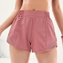 Шорты для йоги с высокой талией для женщин для спортзала атлетики фитнес спортивные штаны для бега трусцой тренажерный зал бег Велоспорт сплошной цвет эластичный короткий