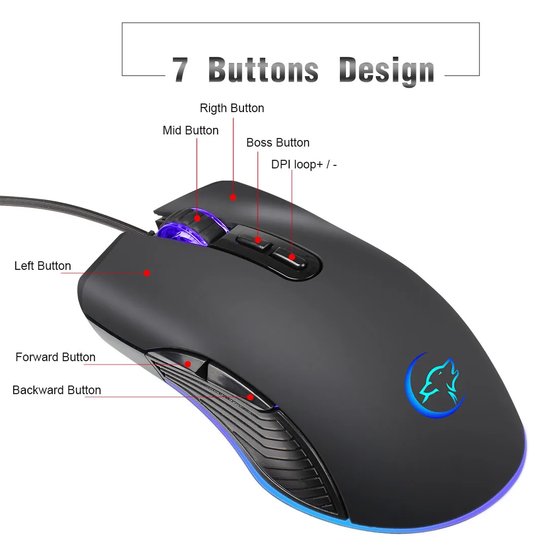 3200 dpi светодиодный 7 кнопок эргономичная Проводная игровая мышь USB Pro мышь для ПК для ноутбука игровой компьютер Silent Mause с подсветкой