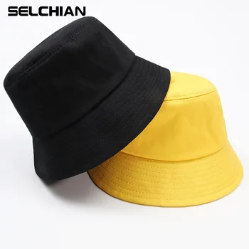 

Korean Adult Kids Summer Foldable Bucket Hat Solid Color Hip Hop Wide Brim Beach UV Protection Round Top Sunscreen Fisherman Cap
