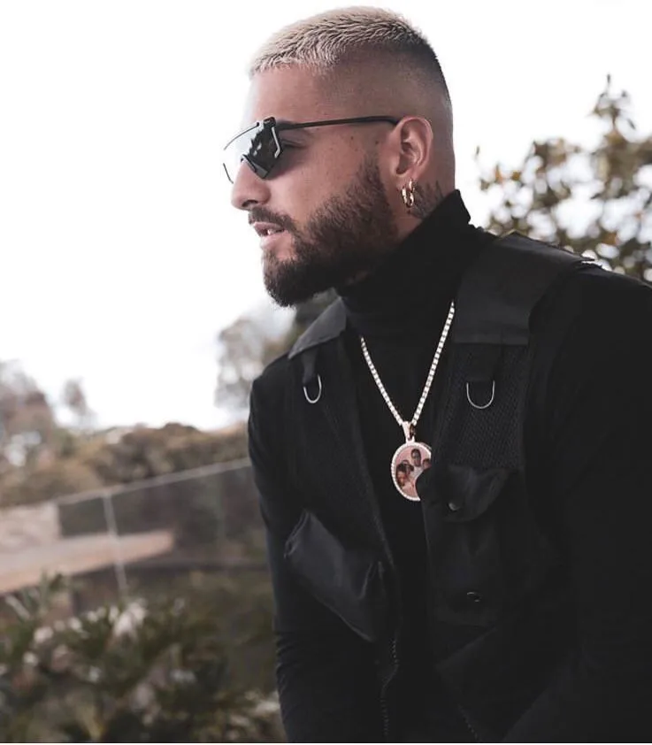 Baratos GUCY foto hecha a medida con collar de alas Sngel y colgante Cadena de tenis de 4mm Color oro plata circonita cúbica joyería de Hip hop para hombre