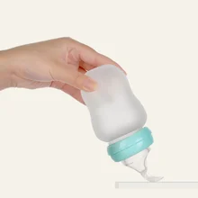 Biberón de silicona de grado alimenticio para bebés, vaso multifunción para beber, cuchara de alimentación, 180ML, tres usos