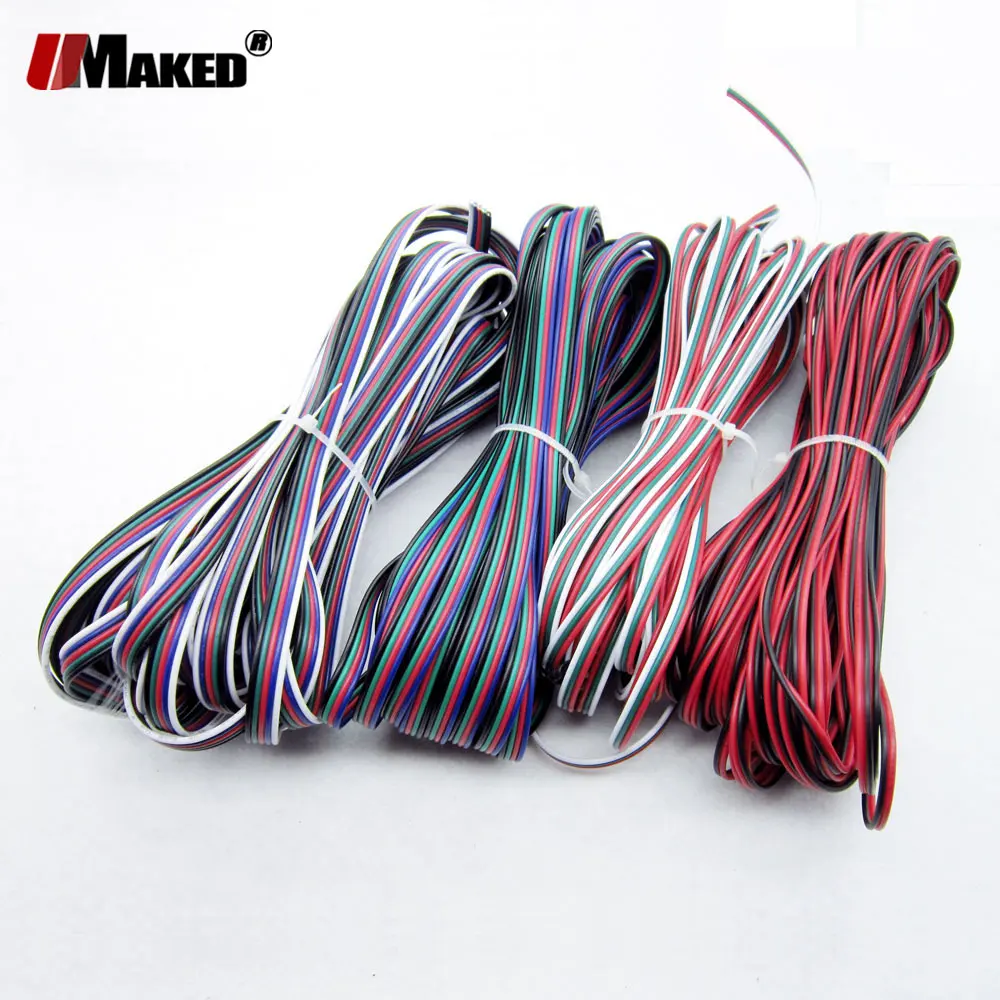 20 м 22AWG светодиодный кабель 2P 3P 4P 5P изолированный Электрический провод из луженой