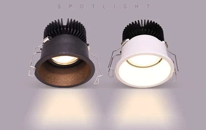 Dimmable Narrow border Embedded Anti-glare Led COB Ceiling Recessed downlight 10w 15w LED wall wash light Hotel Villa Lighting