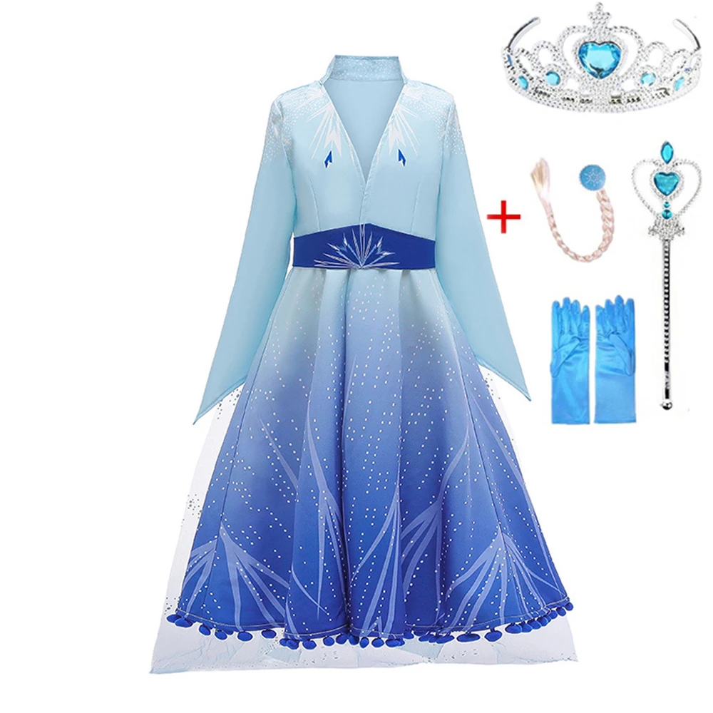 Snow Fairy Elsa Anna Girls Dress Cosplay Costume Girls Princess Dresses For Mesh Casual Festival Party Fantasy Baby Girl Dresses