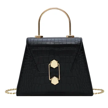 

Designer Female Handbags Stone Pattern PU Leather Crossbody Bags For Women Mini Shoulder Bag With Metal Handle Lady Travel Totes