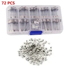 

72pc 6*30mm 8 Sizes Glass Tube Fuse Car Electrical Assorted Kit+10pc Fuse Holder Car Accessories High-quality Fuse Tube