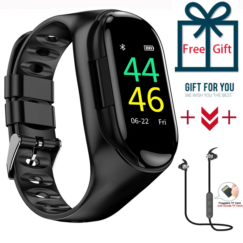 

Smart Watch Men Women Bluetooth Headphone &headsets Hate Rate Blood Pressure Monitor Sport WristBand Fitness Tracker Bracelet