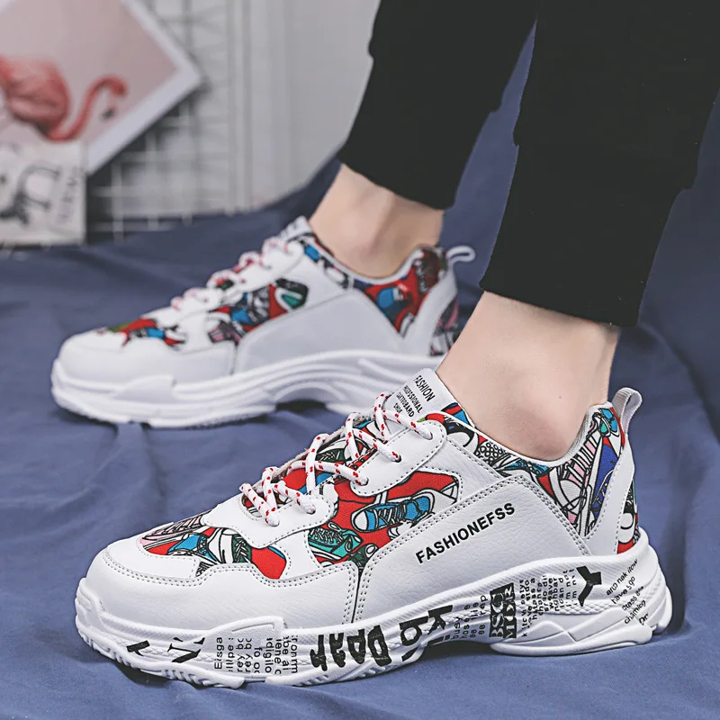 

Spring New Style Trend Sports Footwear Street Snap Graffiti MEN'S SHOES Korean-style Men Trendy Shoes Fashion Network Red MEN'S