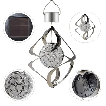 

Patio Solar Powered Spinner Garden 3D Outdoor Lawn Yard Led Hanging Light Wind Chime Lamp Craft Home Decor Color Changing