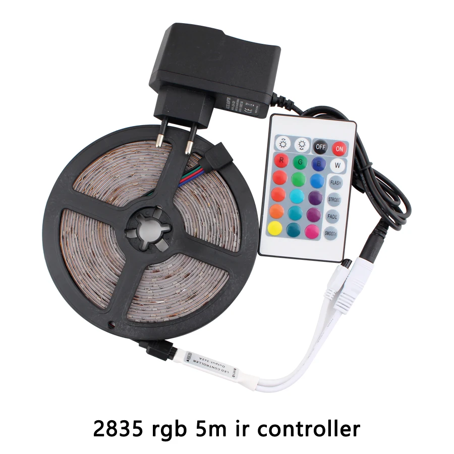 Цветная(RGB светодиодный полосы WI-FI свет SMD 2835 ТВ светодиодный лента 12V Водонепроницаемый переменного тока, постоянный ток, 5 м 10 м 60 светодиодный/M украшения адаптер ИК WI-FI контроллер комплект