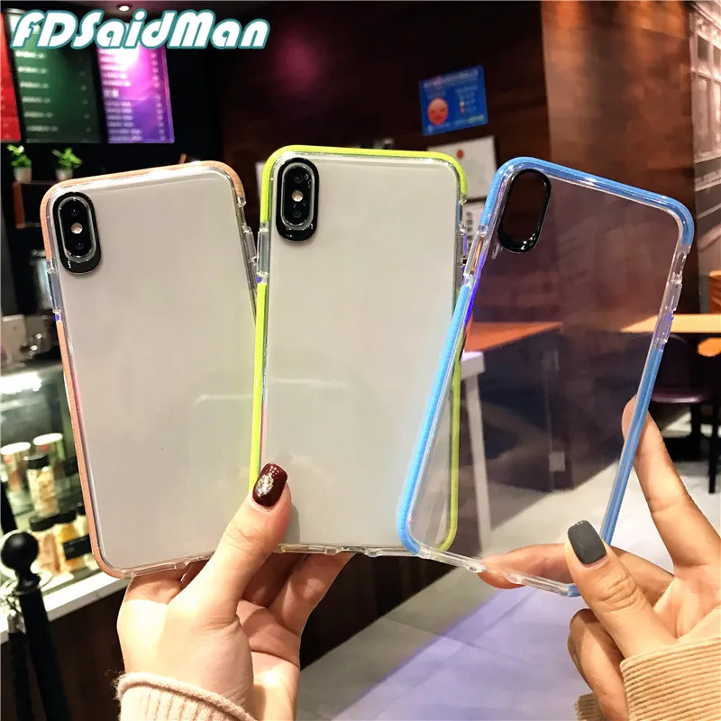 Двухслойный цветной мягкий прозрачный чехол защитные чехлы для Samsung S10 5g S9 S8 Note 10 j4
