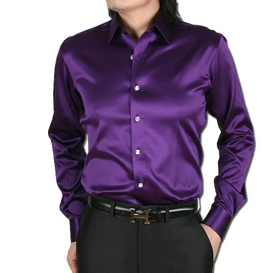 Весенний стиль, Высококачественная Модная шелковая атласная мягкая рубашка с длинными рукавами, мужская повседневная рубашка, блестящие вечерние рубашки 20 цветов