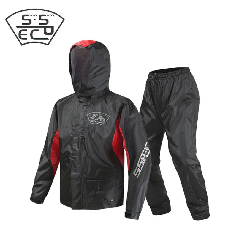

Motorcycle Raincoat Split Rain Coat and Pants Quick Dry Waterproof Rainwear Hooded Poncho Bicycle Electric Moto riding Rain Suit
