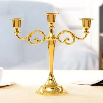 

3-Candle Metal Candelabra Tall Candle Holder Wedding Event Candelabra Candle Stand (gold)