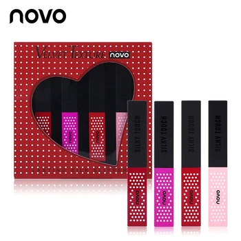 

NOVO 4pcs/lot Lipstick Set Matte Velvet Lip Stick Waterproof Long Lasting Nutritious Lip Cosmetic Red Tint Nude Batom Makeup Lot