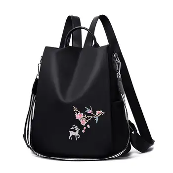 

Oxford Women Backpack Teenager Student Embroidery Print School Bags Anti-theft Travel Casual Knapsack