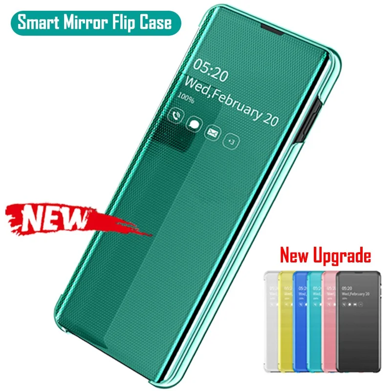 Умный зеркальный Чехол-книжка с окошком для Samsung Galaxy S10 S9 S8 Plus Note 9 8 10 A10 A20 A30 A40 A50 A70 A7
