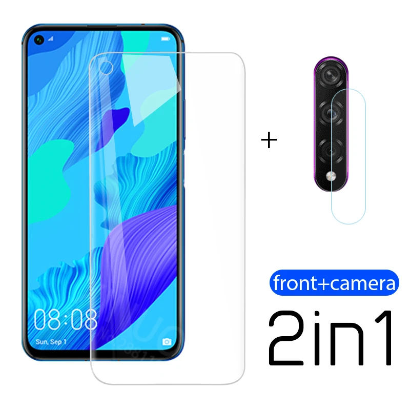2-in-1 Tempered glass for huawei Nova 5T camera screen protector protective film huawe Nova5 T 5 T5 glasses | Мобильные телефоны и