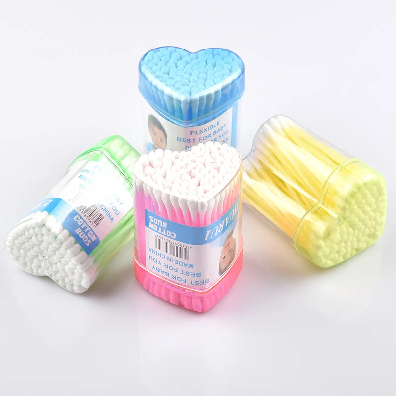 

Double Head Cotton Swab Soft Cotton Buds Cleaning of Ears Tampons Microbrush Health Beauty 80pcs/Box Heart Shape Storage Box