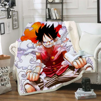 

Kids Anime One Piece 3D Blanket Fleece Cartoon Art Print Children Warm Bed Throw Blanket newborn bayby Blanket style 01