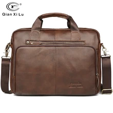 QianXILu мужские сумки из натуральной кожи, повседневные кожаные сумки для ноутбука, мужская деловая дорожная сумка-мессенджер, мужская сумка через плечо