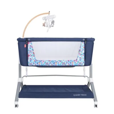 Европейский стиль детская кровать многофункциональная новорожденная сплошная деревянная прикроватная кроватка портативная раскладная - Цвет: Синий